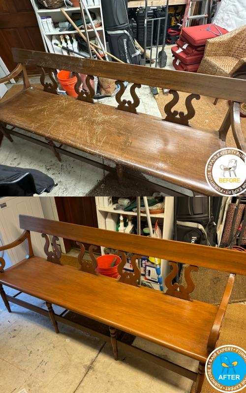 Vintage handmade wooden bench